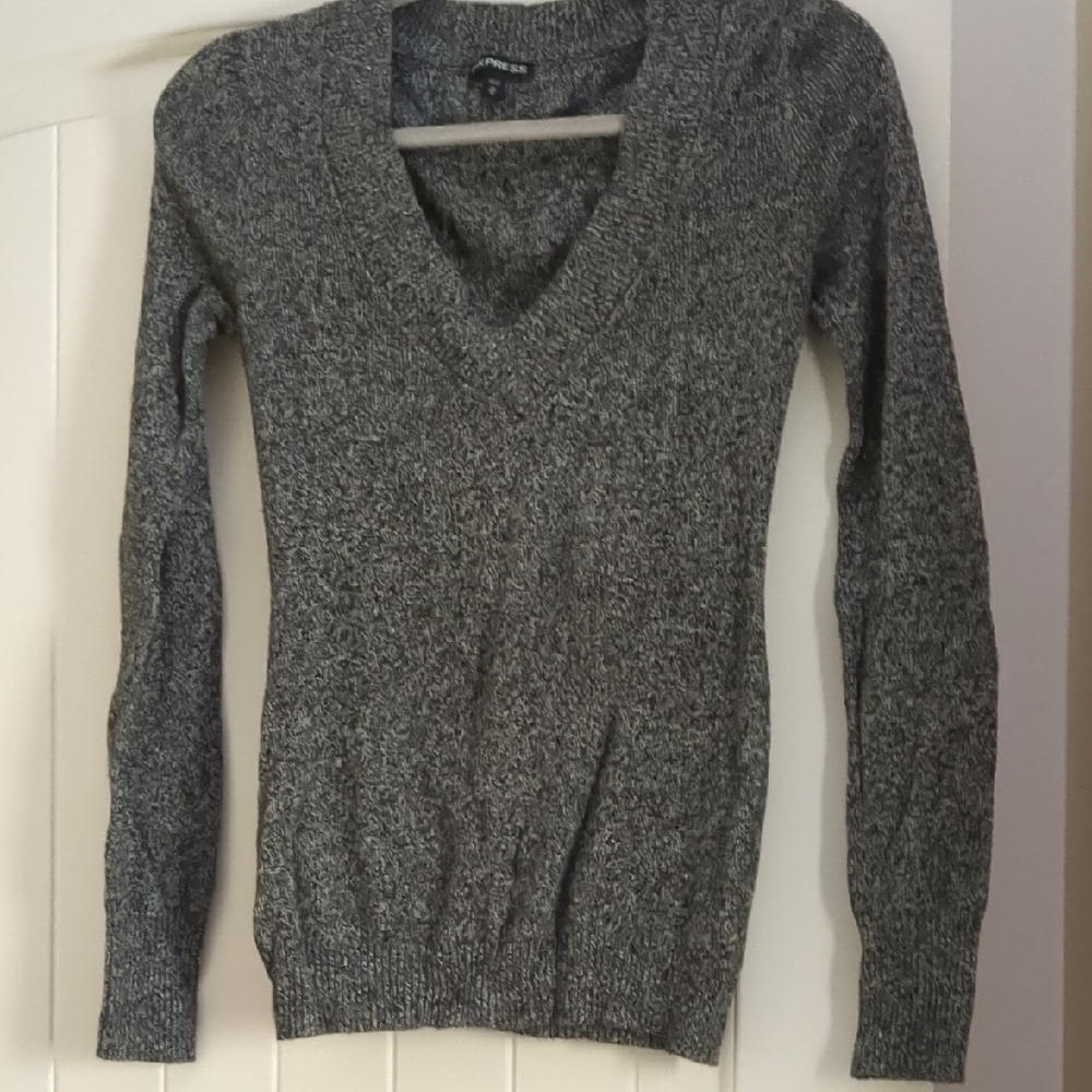 Gray V-Neck Sweater